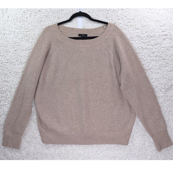 J. Crew Factory Sweaters - J.Crew Waffle Knit Sweater Womens‎ Medium Tan Alpaca Merino Wool AU299